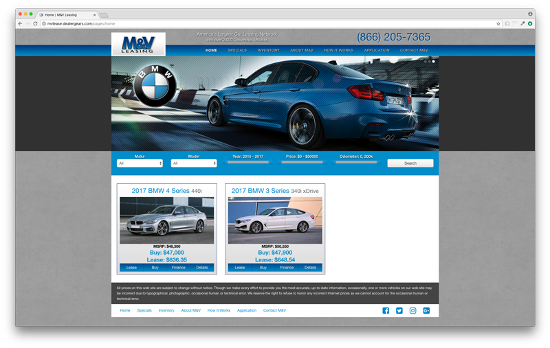 M&V Leasing Screenshot